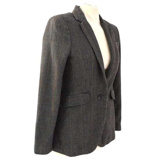 UNTUCKit Womens 2 Brown Houndstooth Wool Blend 1Button Blazer Jacket - Picture 4 of 8